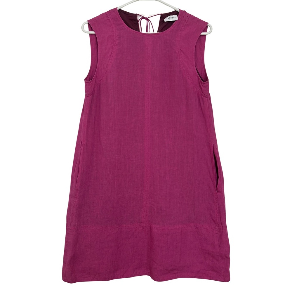 MARELLA Sport Fuchsia Linen mini Dress with Tassles